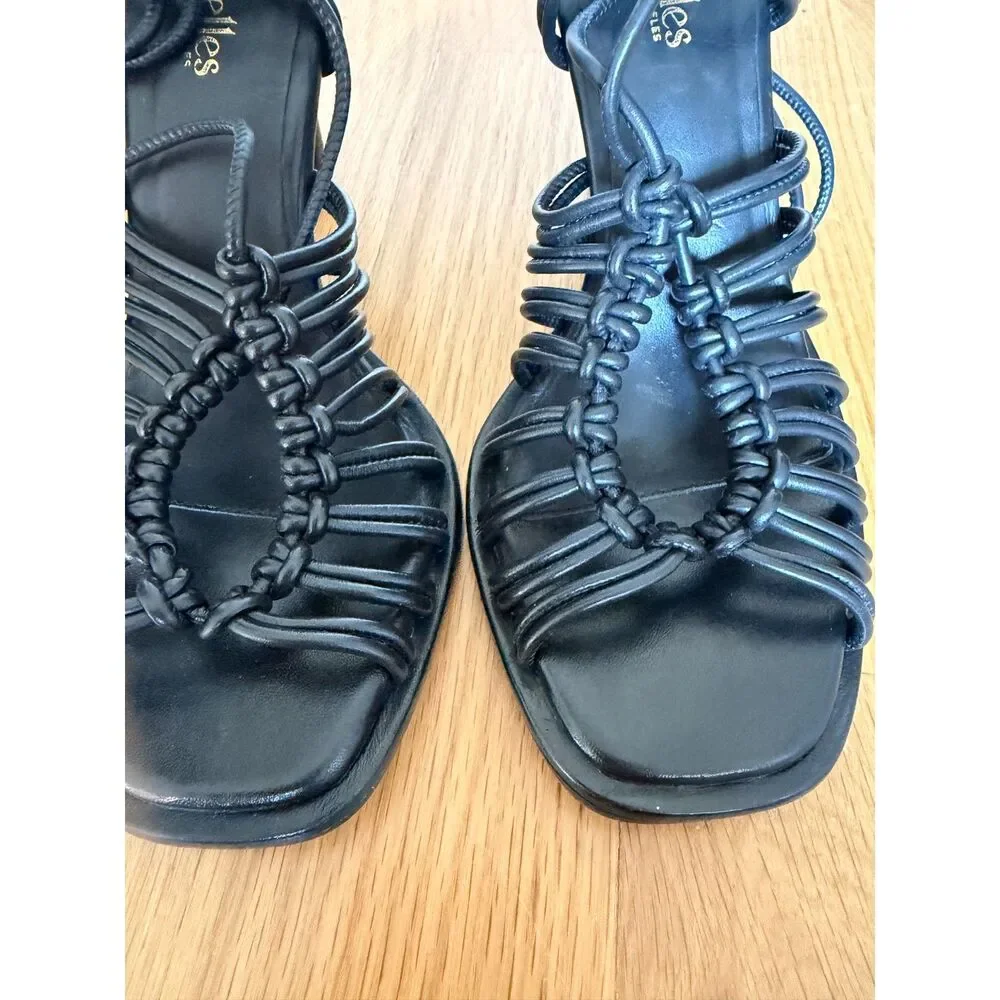 Seychelles Te Amo Black Leather Ankle Wrap Sandals Size 6.5 NWOB
